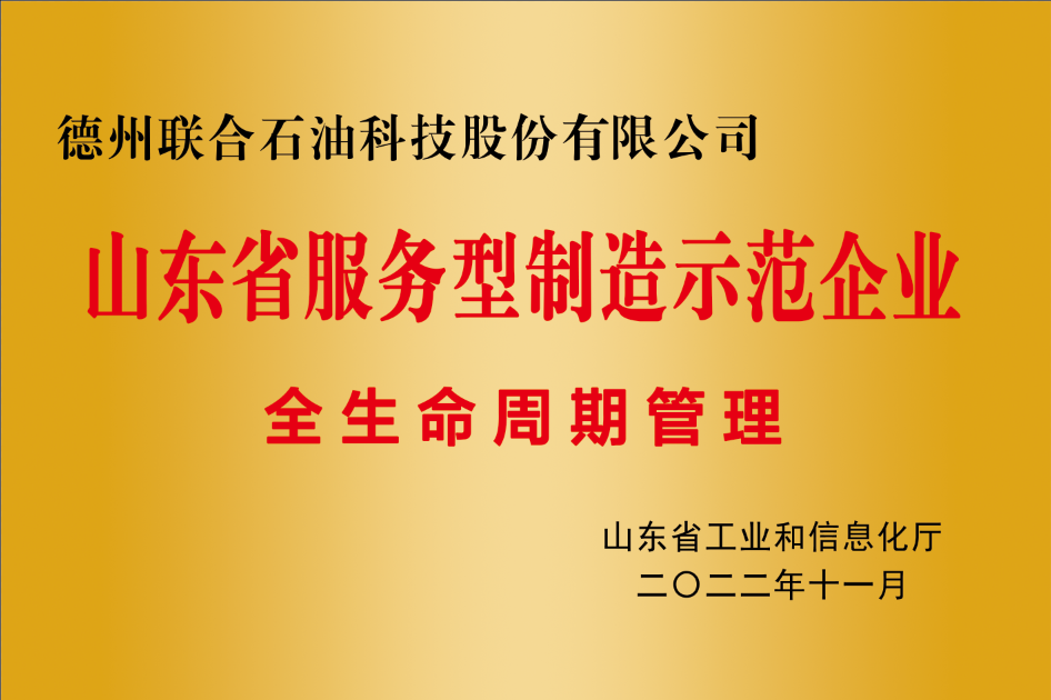 山東省服務(wù)型制造示范企業(yè)